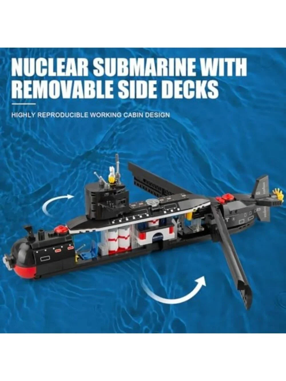 WW2 Submarine Building Set - 519 Pieces, Military Model Kit for Teens & Adults